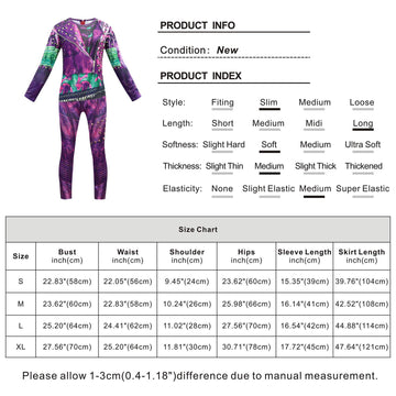 Amzapparel Descendants Mal Costume Girls Popular Musical Cosplay Clothes With Wig Kids Long Sleeve Jumpsuit Halloween Party Outf