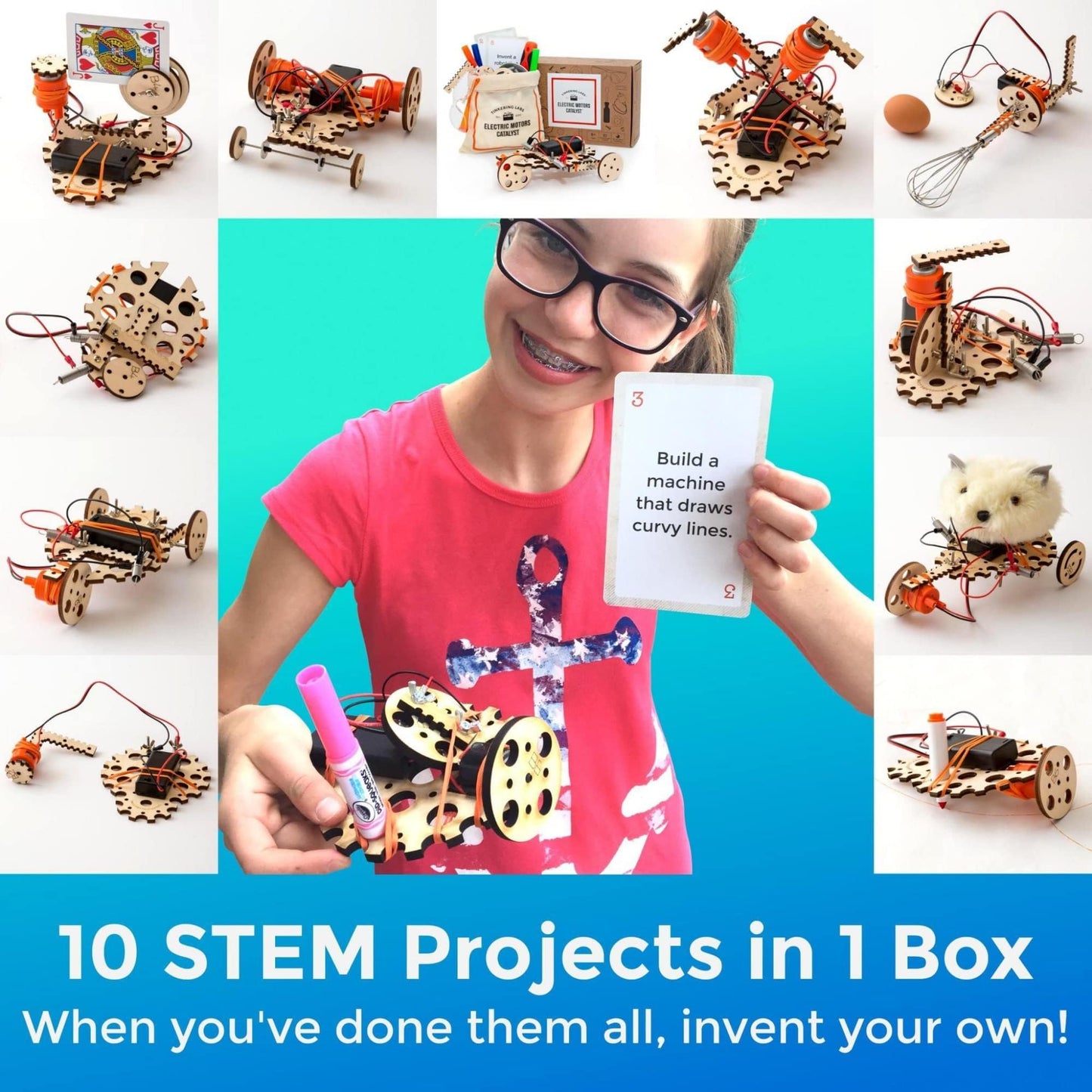 Tinkering Labs Robotics Engineering Kit | Designed By Scientists In Usa | 50+ Parts | 10+ Stem Projects For Kids 8-12 | Learn Electronics, Science | Grow Creativity, Grit | Great Diy Inventor Toy Gift