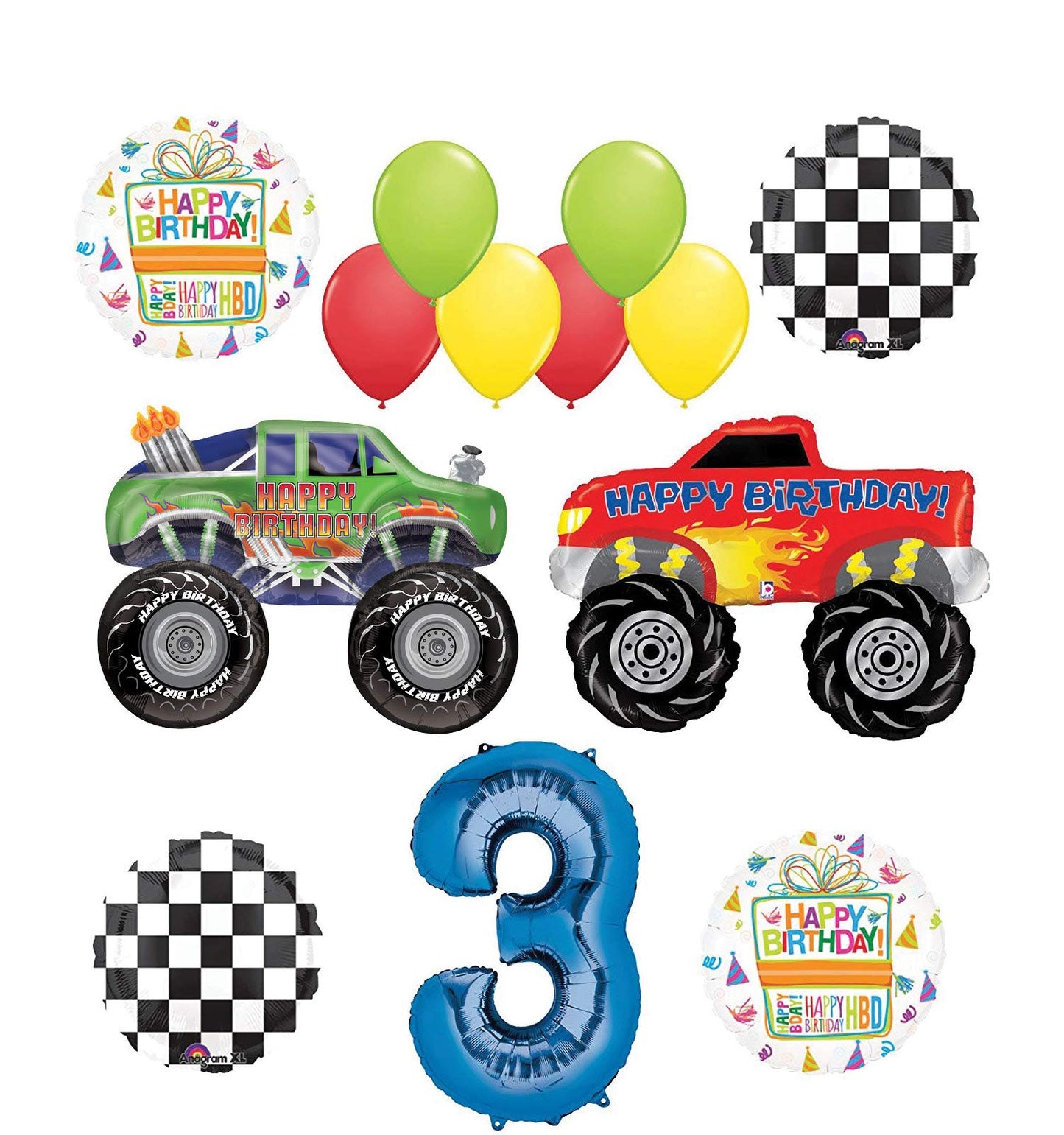 Monster Truck Party Supplies 3Rd Birthday Balloon Bouquet Decorations