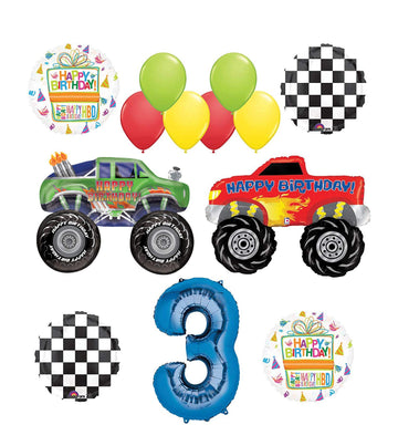 Monster Truck Party Supplies 3Rd Birthday Balloon Bouquet Decorations