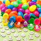 Blueweenly 60 Sets Easter Egg Tokens With Plastic Easter Eggs, Bulk Colorful Fillable Reward Prizes Wooden Bunny Chick Tokens Pr