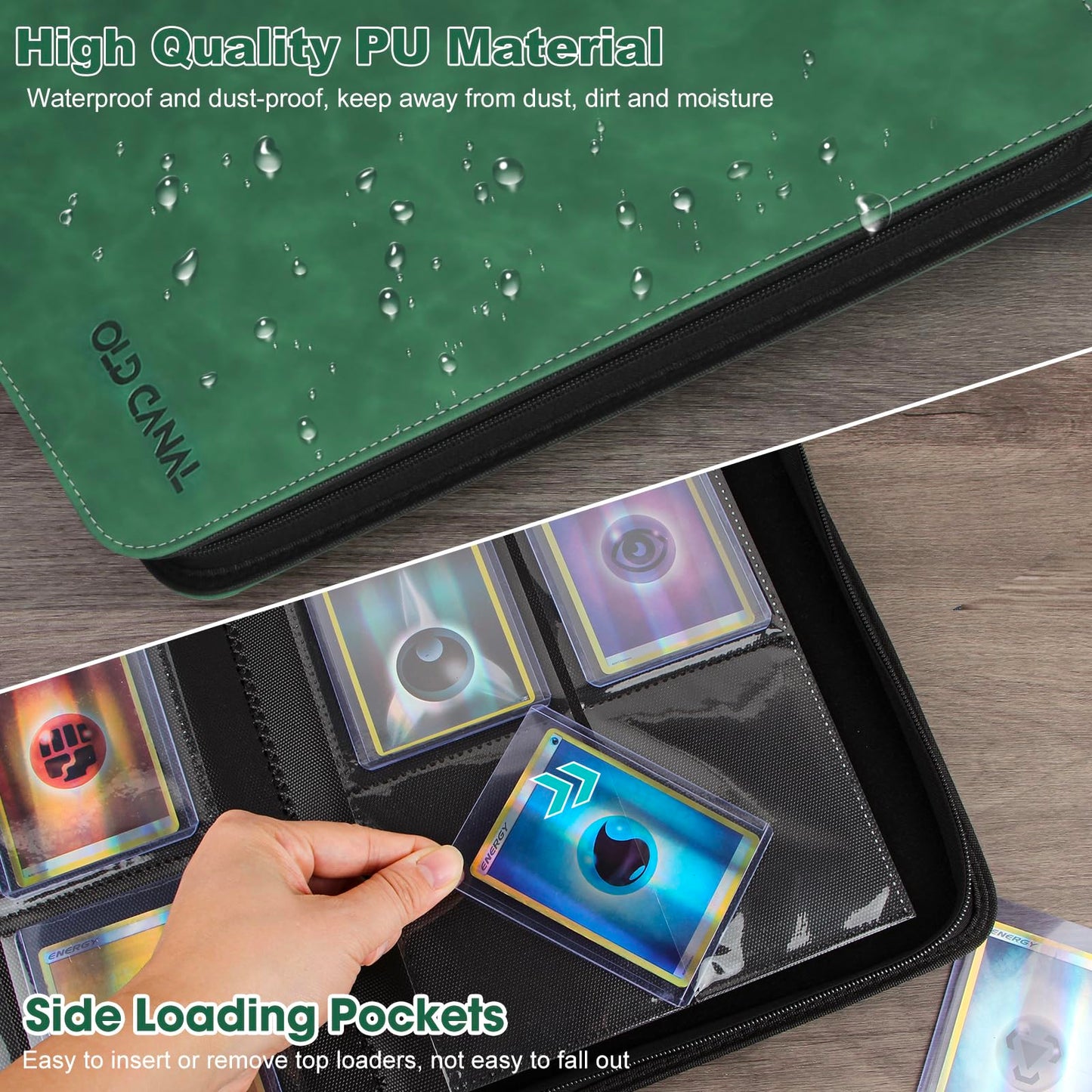 Old Canal Top Loader Binder  4 Pockets Card Binder Holds 112 Top Loaders  enhanced Trading Card Collection Holder  Top Loader Storage Album for TCG  Sports Cards  Dark Green (FOR TOP LOADERS ONLY)