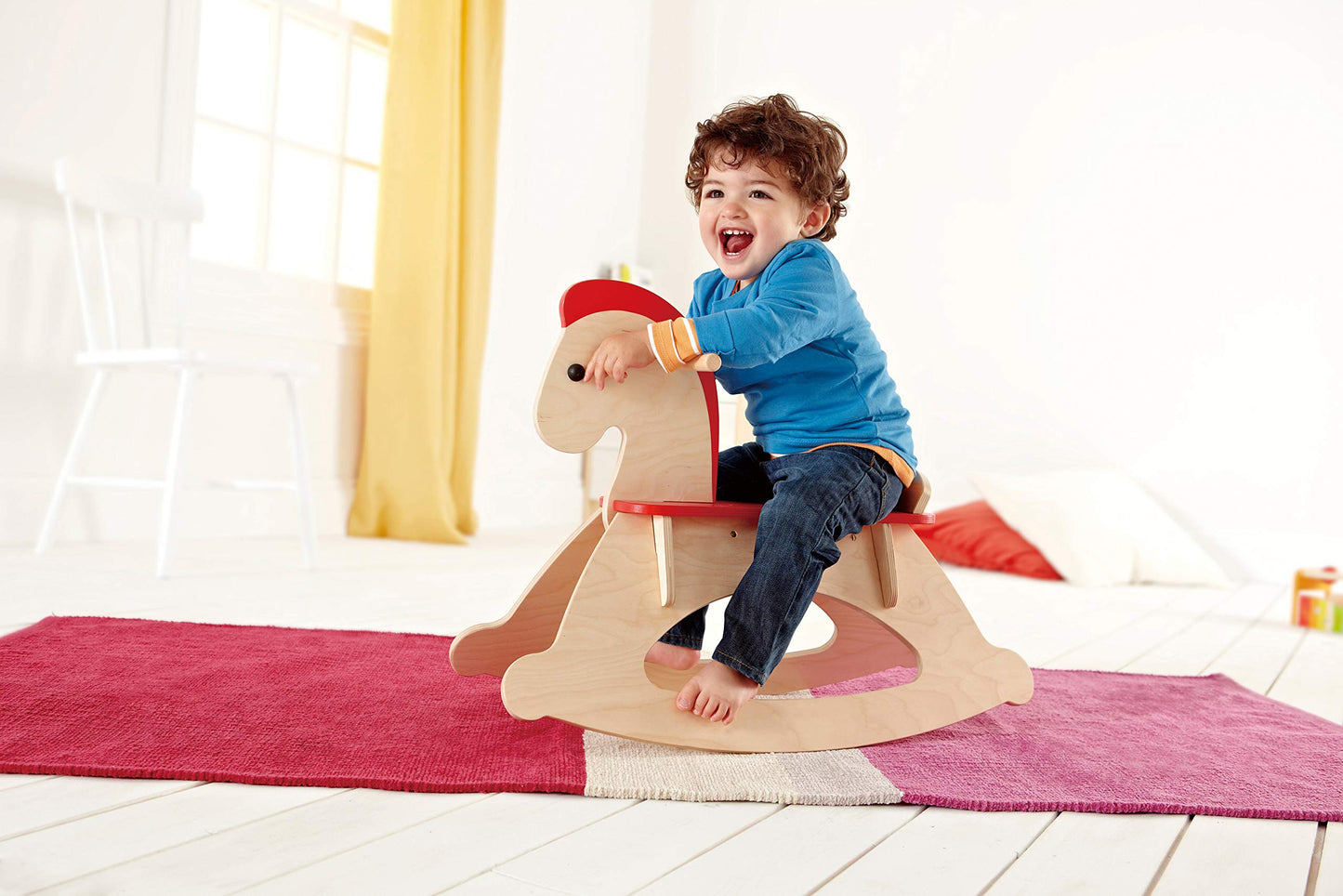 Hape Rock And Ride Kid'S Wooden Rocking Horse, Beige, L: 26.6, W: 11.1, H: 20.6 Inch
