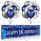 Blue 18Th Birthday Decorations For Boys Girls, Navy Blue Silver Happy 18Th Birthday Yard Banner And 18Th Birthday Balloons For 18Th Birthday Anniversary Party Supplies, Eighteen Year Old Party Decorations