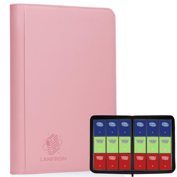 9 Pocket Card Binder  enhanced Ringless Trading Card Binder 360 Side Loading Pocket PU Card Collection Binder  Sturdy Collectible Card Albums Card Folder for MTG  TCG  Sports Cards  Game Cards-Pink