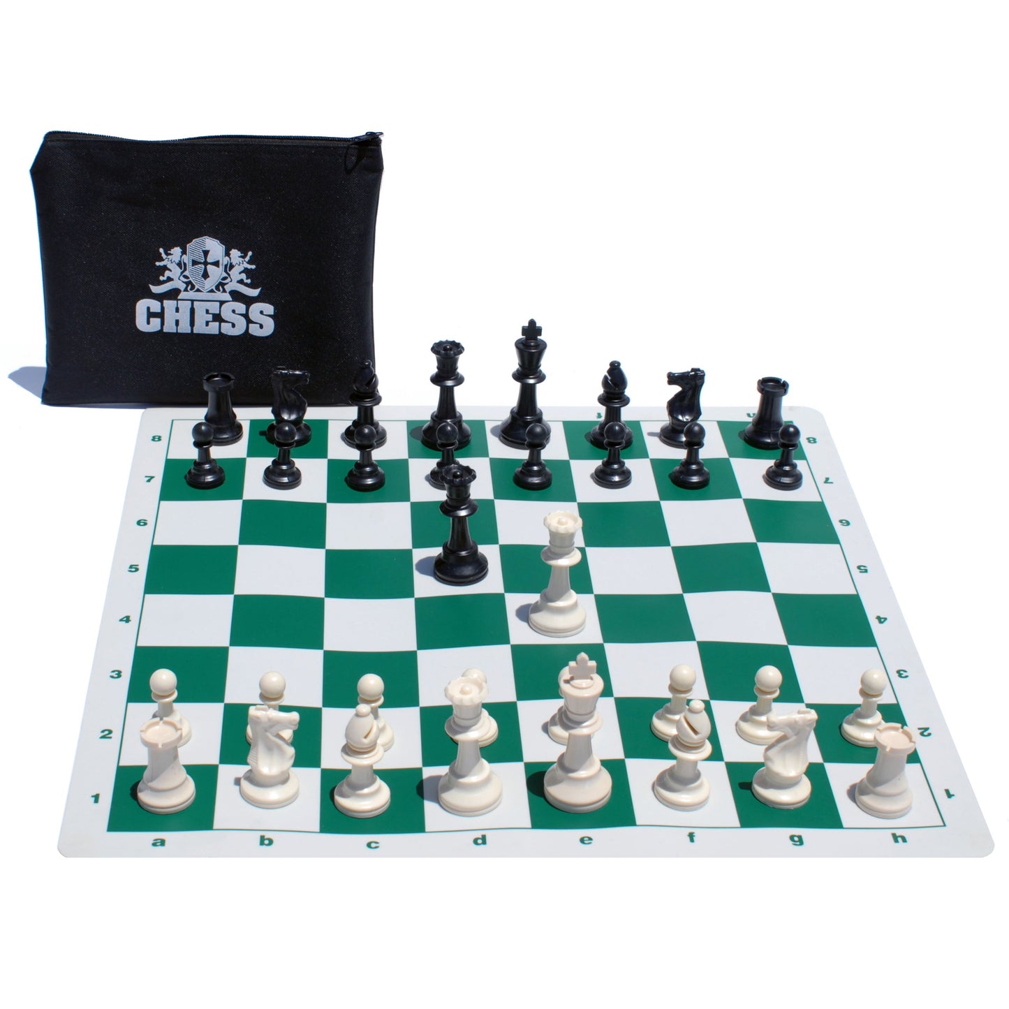 We Games Ultimate Compact Tournament Chess Set With Green Silicone Chess Board And Storage Bag, Perfect Travel Chess Set For Adults, 20 Inches