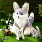HyDren Fennec Fox Stuffed Animal Set - 5 Pcs Plush Toys, Gray, Sitting, PP Cotton, Perfect for Gifts and Decor