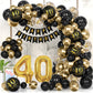 40Th Black Gold Birthday Party Decoration Sets 40 Inch Gold Giant Number Balloons With Birthday Banner Black Gold Balloon Arch G