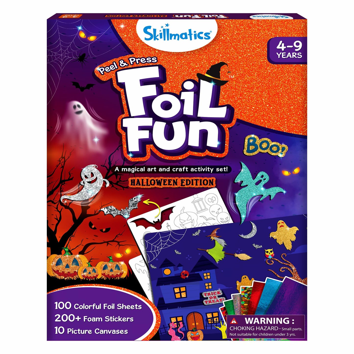 Skillmatics Foil Fun - Halloween, No Mess Art for Kids, Craft Kits, DIY Creative Party Activity, Trick or Treat, Gifts for Girls