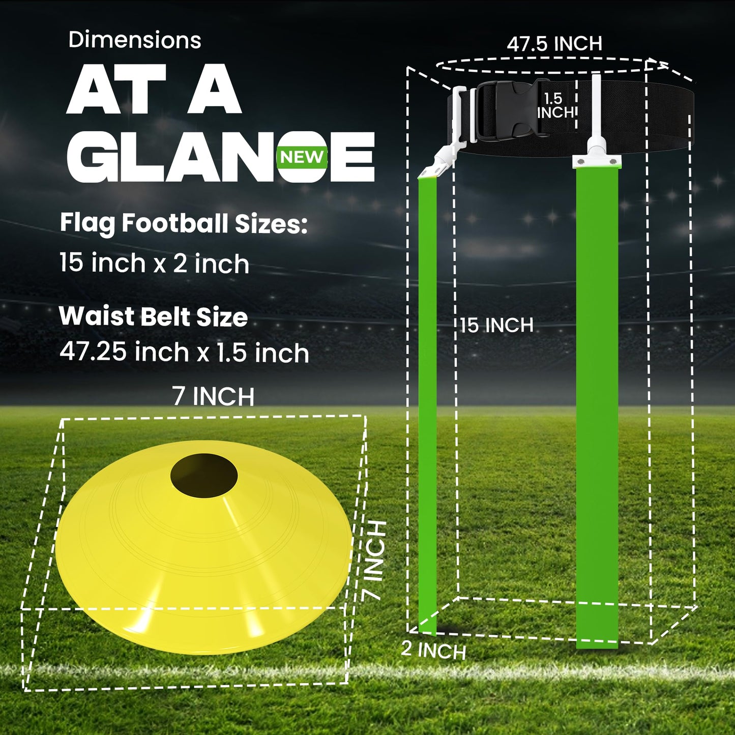 Gameday 2 Player Pop Flag Football Set-Complete W/Flags & Belts (Green)