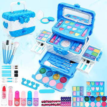 Kids Makeup Kit for Girl - 57PCS Frozen Toys for Girls,Real Washable Makeup Little Girls Gift,Toddler Play Make Up Kids Toys Mak