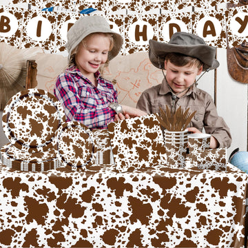 Highland Cow Decorations, 142Pcs Cow Print Plates And Napkins Party Supplies, Brown Cow Birthday Party Decorations Tableware Cup