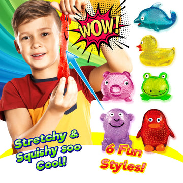 Ja-Ru's Splat Pets - Animal Stress Balls (6 Splat Animals Assorted). Sensory Fidget styrofoam beads for Kids and mature-themed. Squeeze Toys Party Favors Christmas Stocking Stuffers. 5302-6s