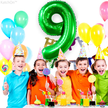 Katchon, Giant Dark Green Number 9 Balloon - 40 Inch | Dark Green 9 Balloon | 9 Birthday Balloon For 9 Birthday Decorations | 9 Balloon For Birthday Party Decorations | 9 Number Balloon