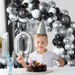 10Th Birthday Decorations Black Silver,10Th Birthday Balloon Garland Party Decorations With Number 10 Foil Balloons,Happy Birthd