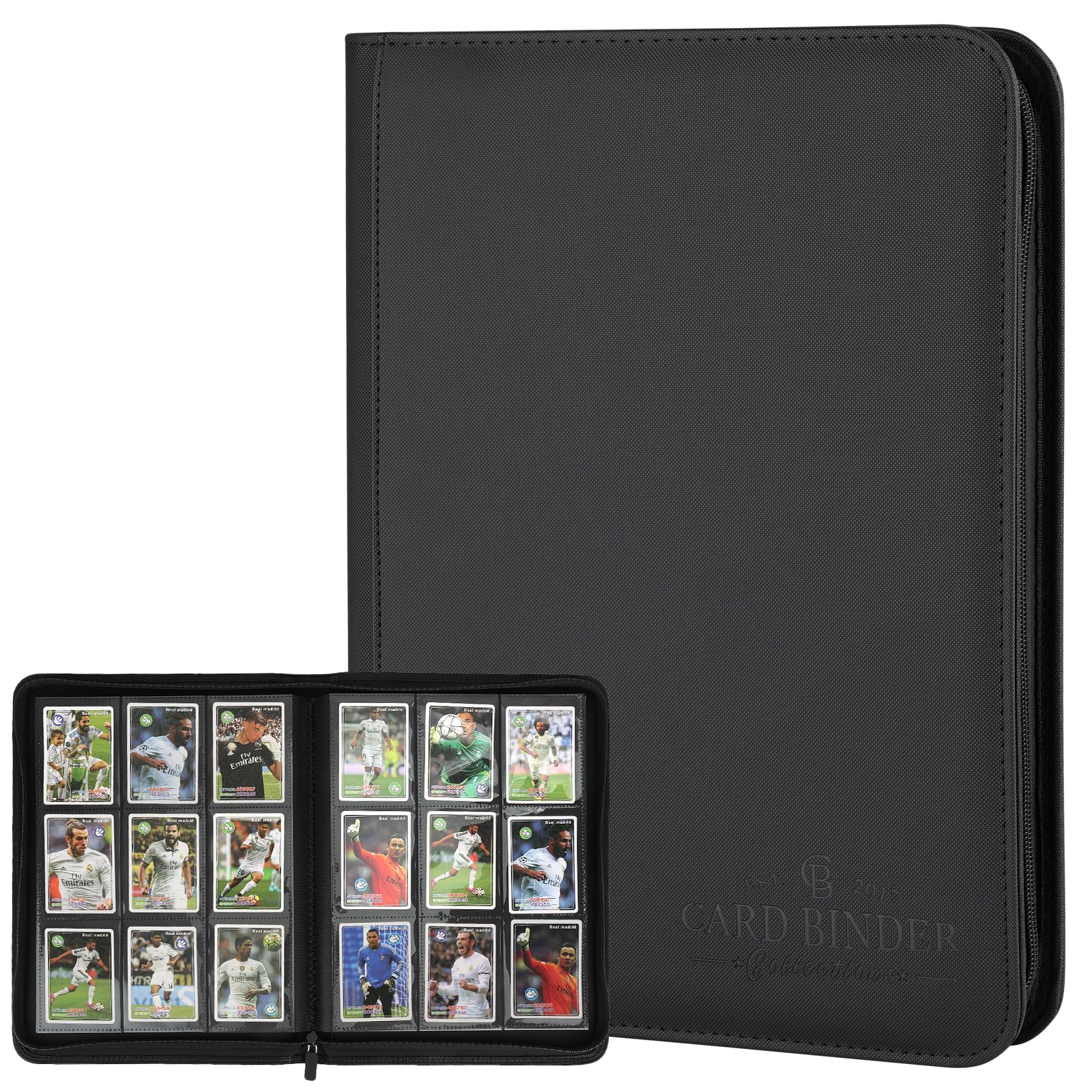 9 Pockets Card Binder enhanced Zip Trading Card Binder 540 Double Sided Pocket PU Collection Binder  Collector Album  Card Folder for MTG  TCG  Business Cards.(Black)