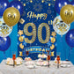 90th Birthday Party Decorations for Men Navy Blue Gold Happy 90th Birthday Banner with 18pcs 90th Balloons 90th Door Cover Backd