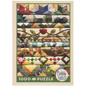 Cobble Hill 1000 Piece Puzzle - Grandma's Quilts - Cardboard - Model 40047 - Sample Poster Included