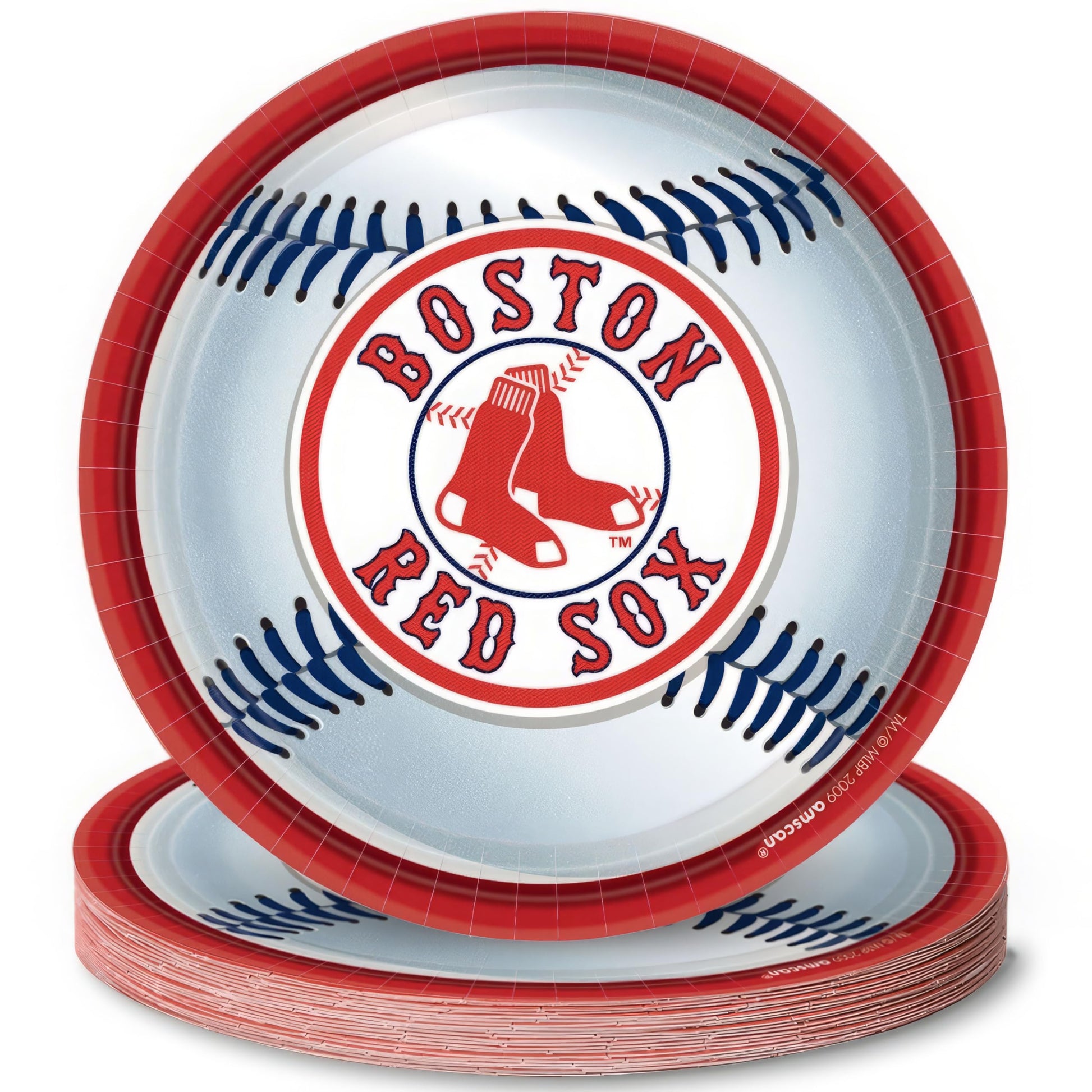 Boston Red Sox™ Round Disposable Party Plates - 9' (Packs Of 18) - Perfect For Game Day Celebrations & Tailgating