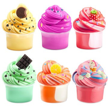 Joyin Butter Slime Party Favors, 6 Pack Soft, Non-Sticky, Mess-Free, Stress Relief Slime Bulk For Classroom Reward, Birthday Toys Gifts For Kids Holiday Party Supplies