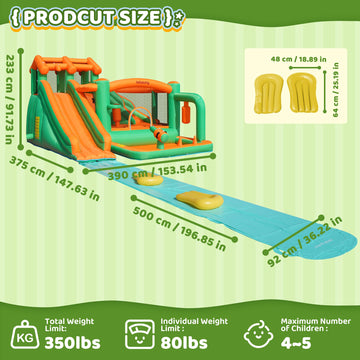 Inflatefly Bounce House Inflatable Waterslide Kids Bouncy Catle Dual Slides Water Park With Slip And Slide For Wet And Dry