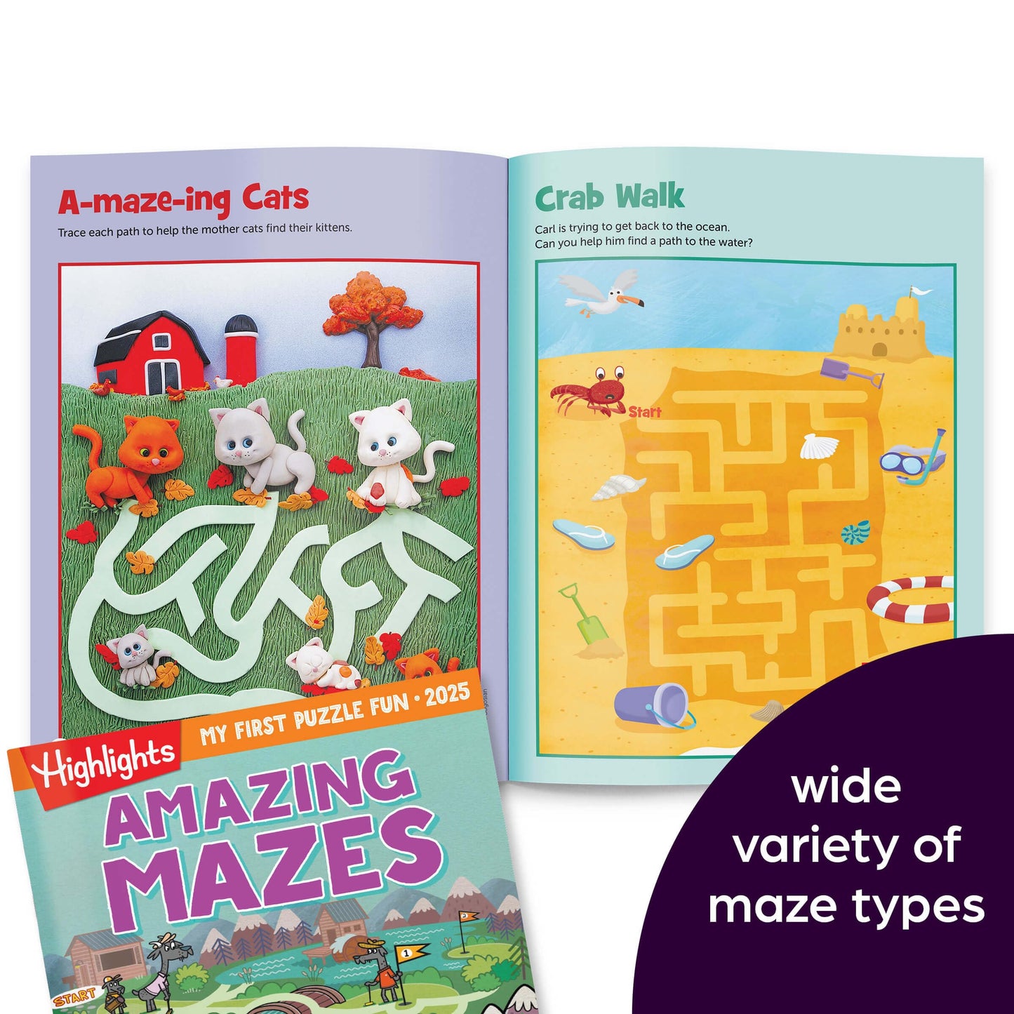 Highlights My First Puzzle Fun 2025 - 4-Book Set for Kids 3-6, Brain-Boosting Activities, Matching, Mazes, Spot-The-Differences