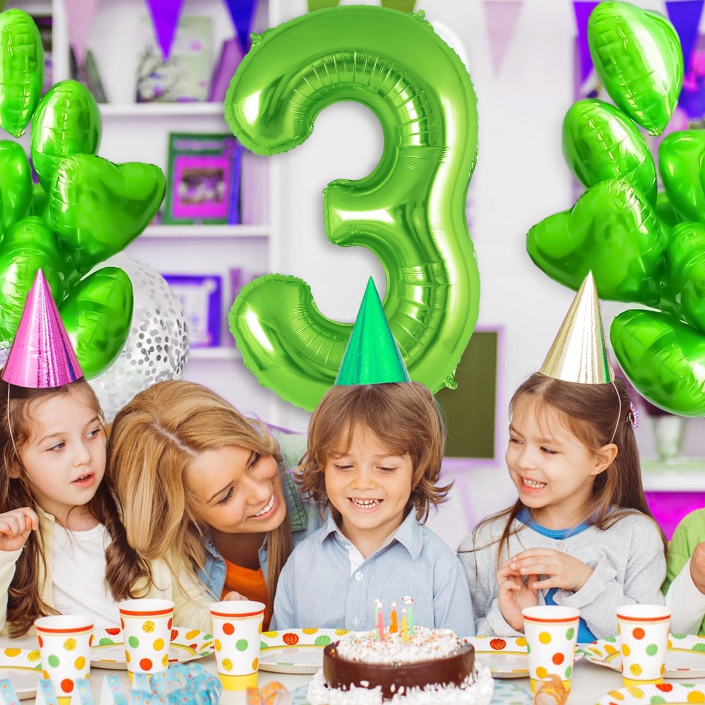 Green Number 3 Balloon 40 Inch, Big Large Foil Helium Number Balloons, Jumbo Giant Mylar Number 3 Balloons For 3 Third Birthday