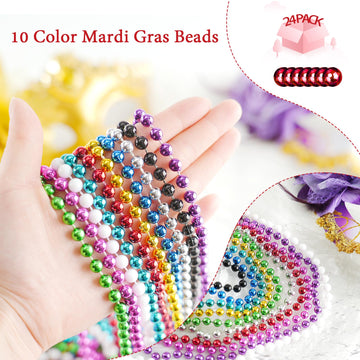YAXINRUI 30 PCS Mardi Gras Beads, Party Beads Necklaces for Mardi Gras, Christmas, St. Patrick's Day, Beads Party Favors, Metall