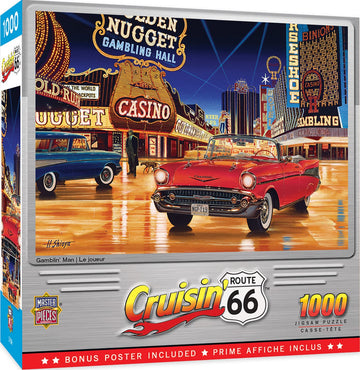Masterpieces - 1000 Piece Jigsaw Puzzle, Route 66 Gamblin Man, Fun For Adults, Family, Kids, 19.25'' X 26.75''