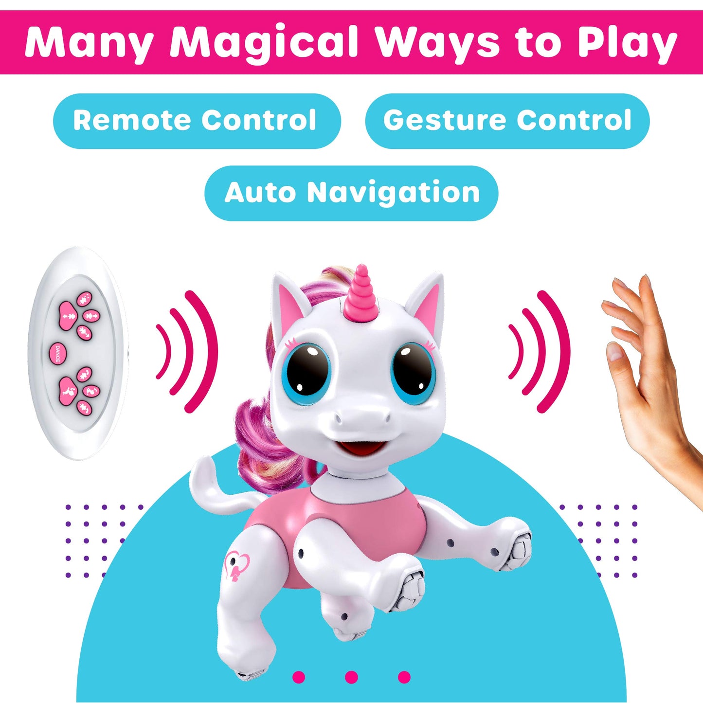 Power Your Fun Robo Pets Unicorn Toys 2Pk - Unicorns Gifts For Girls And Kids (1) Unicorn Stem Toy Robot Interactive Hand Gestures Or Remote Control To Move And (1) Mini Unicorn Automated Smart Robot