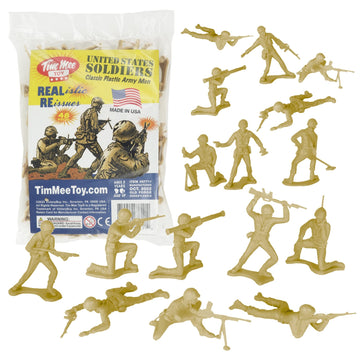 Timmee Plastic Army Men - Tan 48Pc Toy Soldier Figures - Made In Usa
