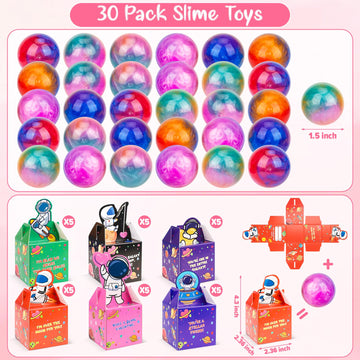 30 Pack Valentines Day Gifts For Kids, Valentines Galaxy Slime With Valentines Day Cards Space Gift Boxes, Valentine Classroom F