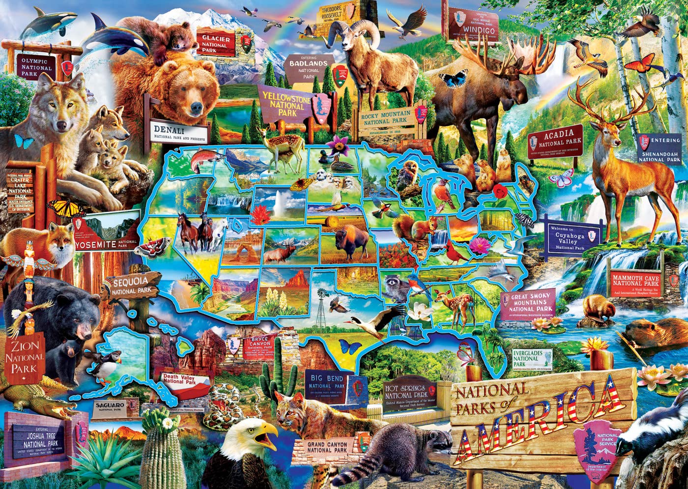 MasterPieces 3000 Piece Jigsaw Puzzle - USA National Parks - 32"x45" - Perfect for Adults & Kids - Model 72293