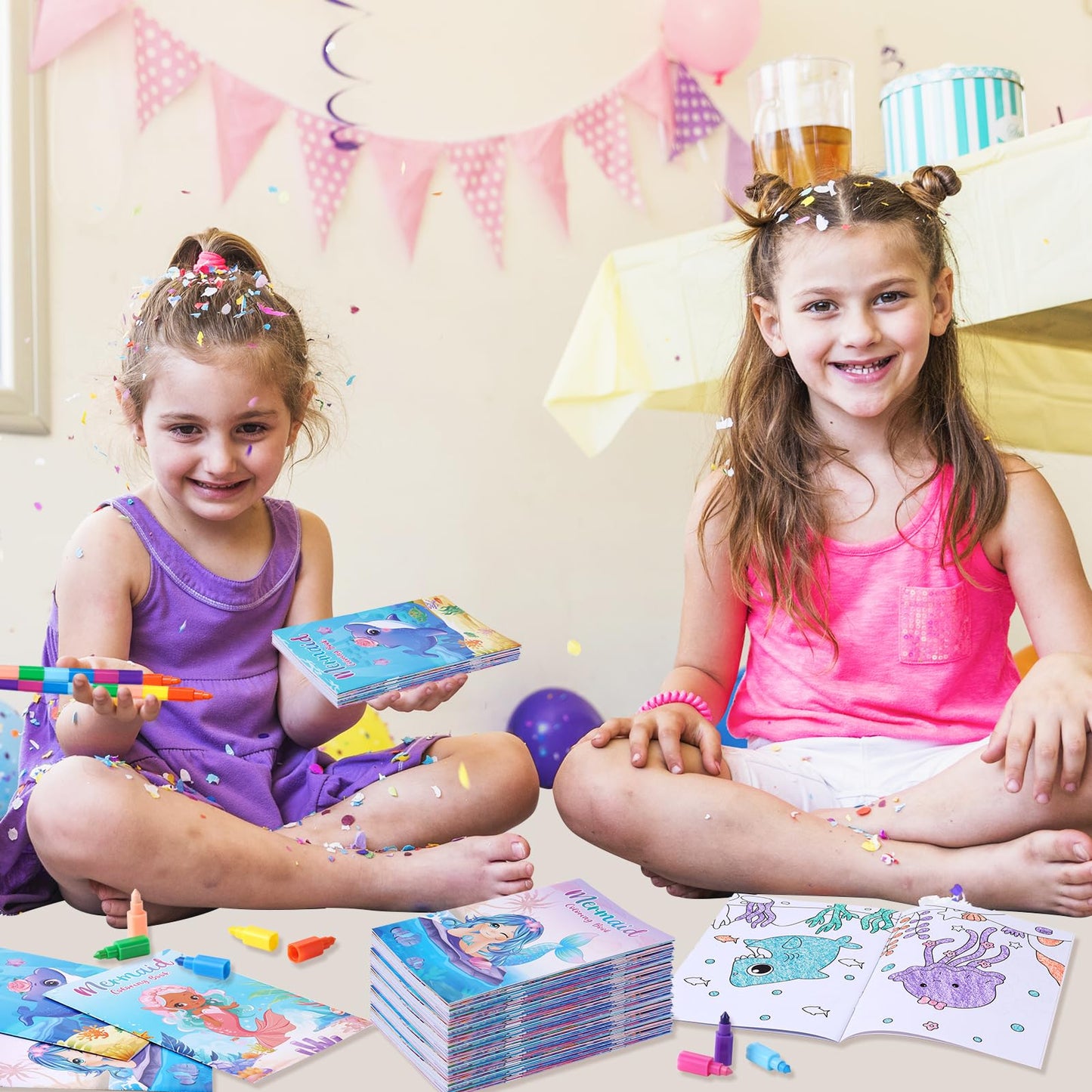 Ben Louis 24 Mermaid Mini Coloring Books With 24 Stacking Crayons Little Mermaid Theme Party Favors Activity Books In Bulk For K