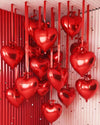 Jenaai 30 Sets Valentine Heart Foil Balloons Bulk, 30 18  Heart Balloons, 30 Satin Bows for Balloon and 2 Pcs Ribbons, Love Foil