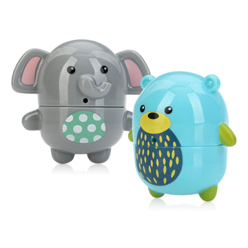 Nuby Silly Squirts Bath Toys, Easy To Clean Children'S Bath Toy, Bear And Elephant