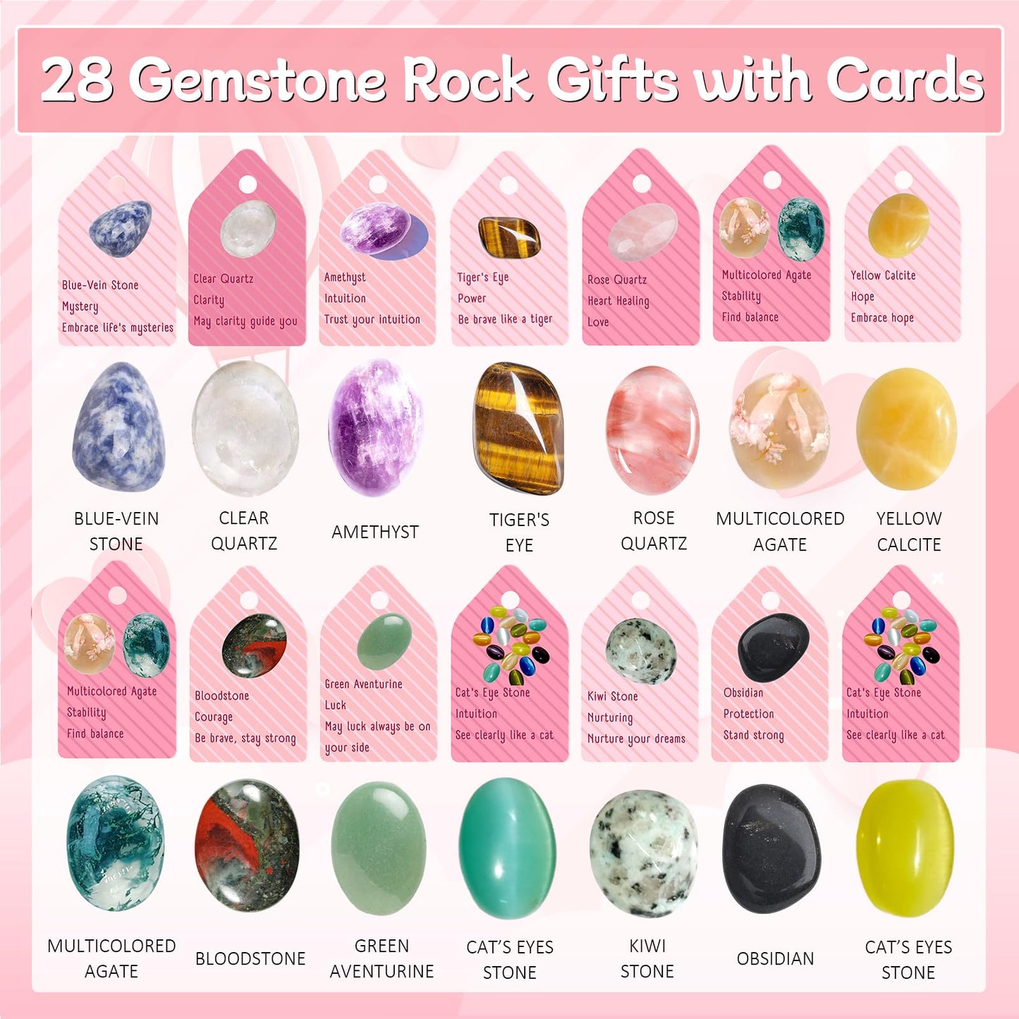 Valentines Day Gem Gifts for Kids, 28 Set Valentines Day Cards for Kids School, Kids Valentine Exchange Gift Classroom Party Fav