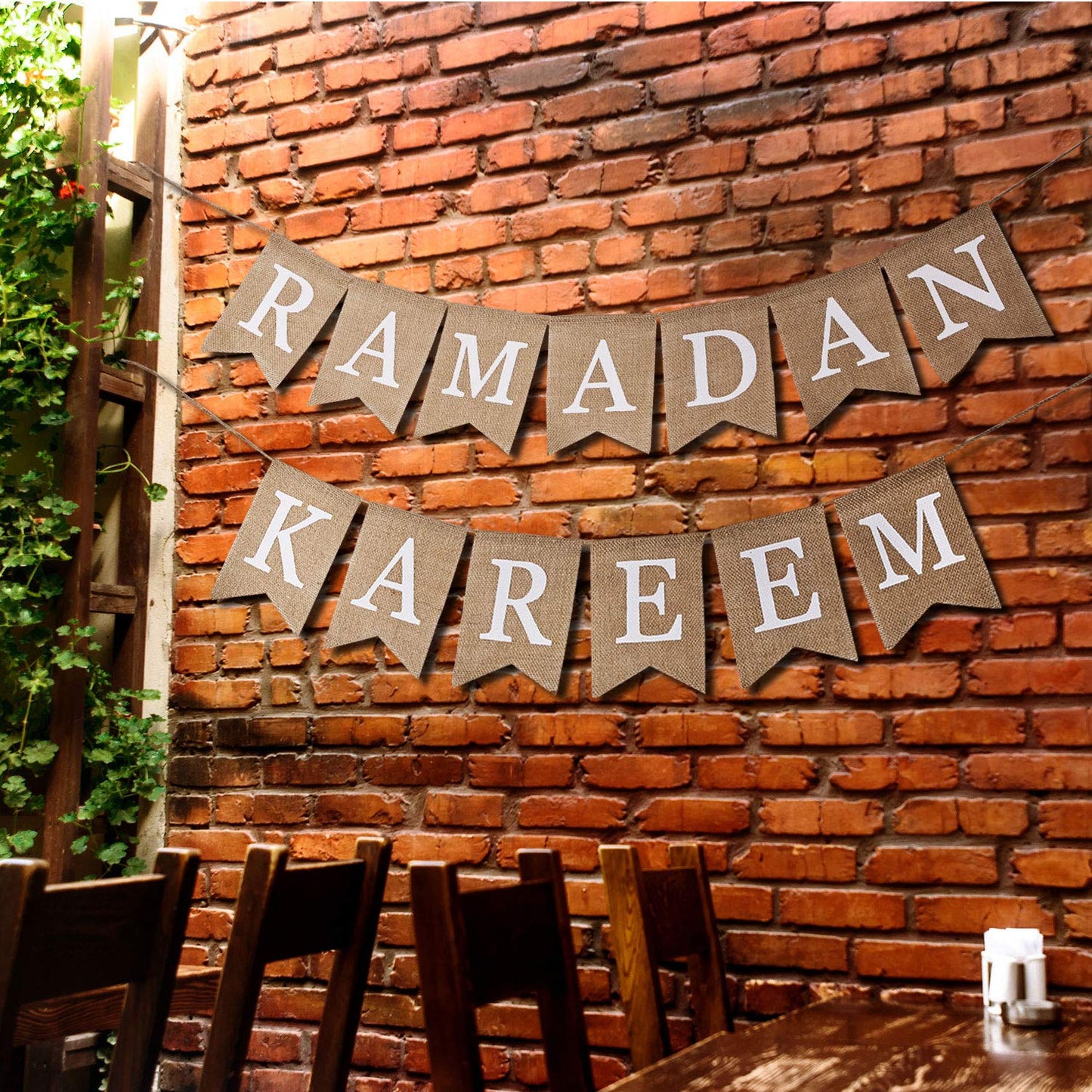 Ramadan Mubarak Banner Ramadan Kareem Decorations Eid Burlap Bunting Gold Eid Mubarak Banner Party Supplies for Home Muslim Fest