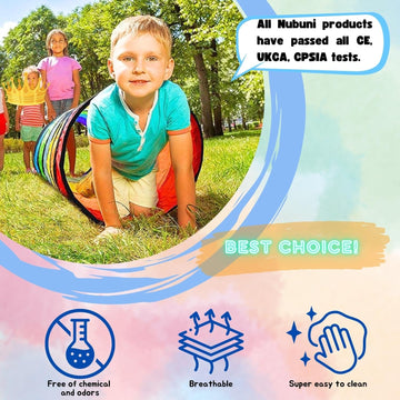 NUBUNI Kids Play Tunnel Tent for Toddlers  Colorful Pop Up Crawl Tunnel Toy for Baby or Pet  Collapsible Gift for Boy and Girl Play Tunnel Indoor and Outdoor Game Rainbow