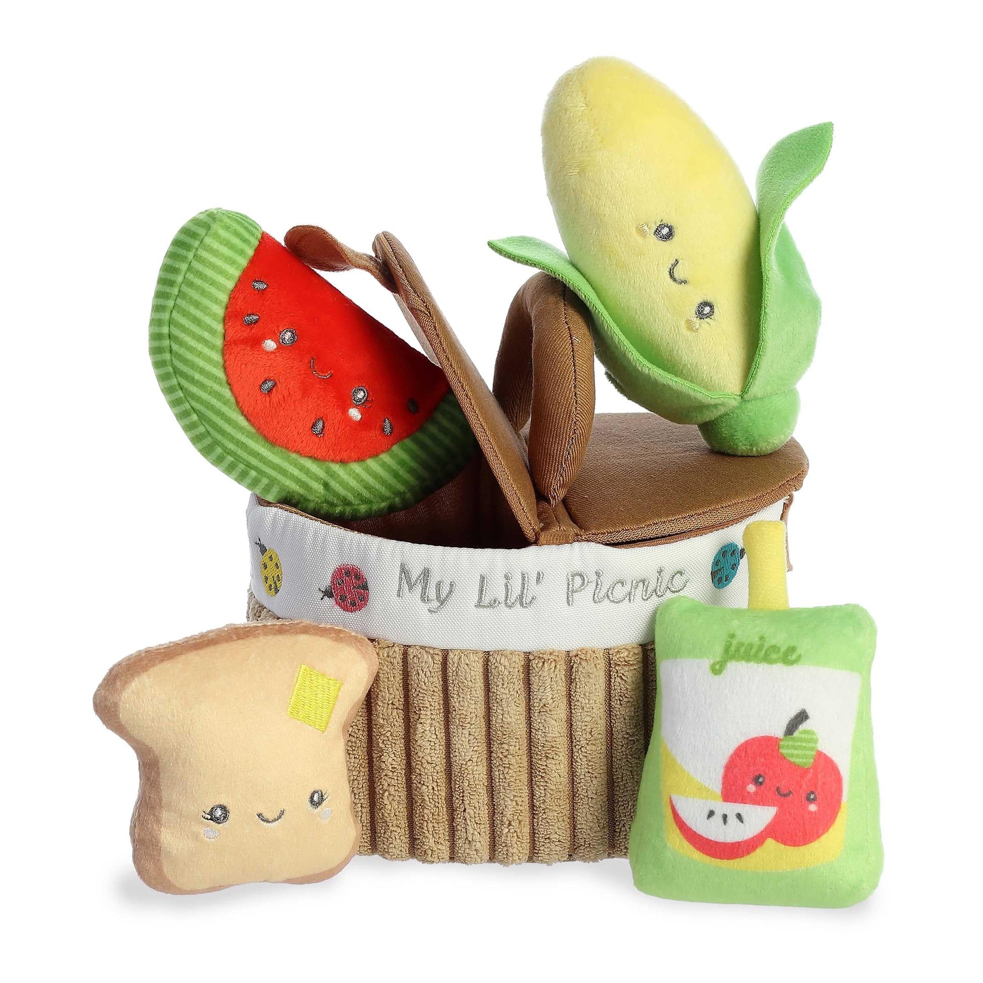 Aurora® Engaging Baby Talk™ My First Picnic™ Baby Stuffed Animal - Sensory Delight - Interactive Learning - Multicolor 6 Inches