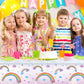 Rainbow Tablecloths Disposable Plastic Rainbow Waterproof Table Cover Rectangular Rainbow Clouds Fiesta Carnival Table Covers Fo