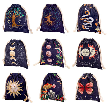 Xsylohxl Tarot Bag Kit 9 Pcs Tarot Card Bags And Pouches Tarot Deck Holder Storage Gift Velvet Bags With Sturdy Drawstrings Also