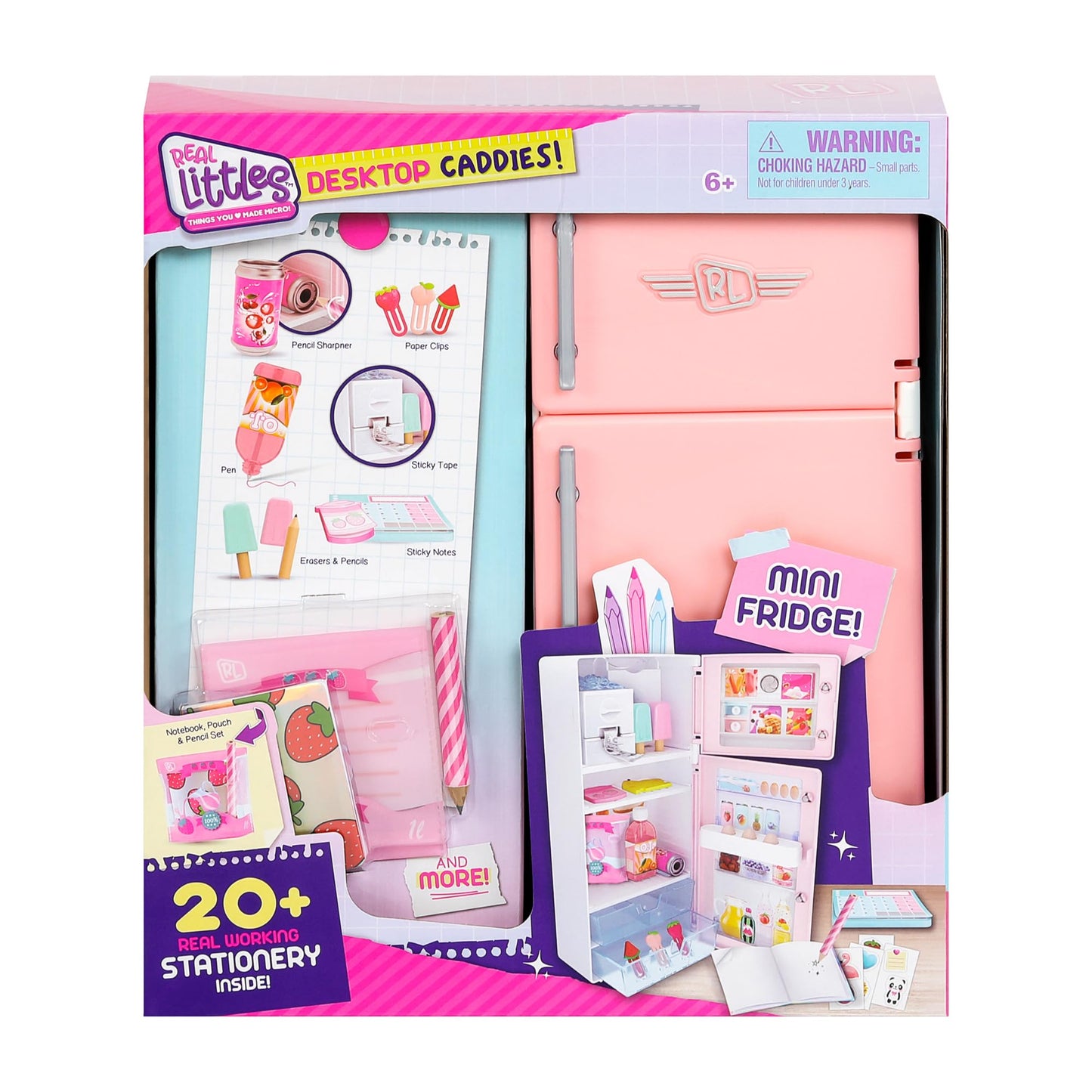 Real Littles Desktop Caddies - Mini Fridge With 20+ Real Working Stationery Surprises Inside! Small