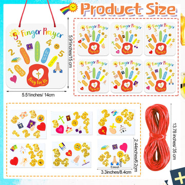 DoubleFill 24 Sets Religious Crafts Kit for Kids 5 Finger Prayer Handprint Craft Make Your Own Christian Bible Craft for VBS Sun