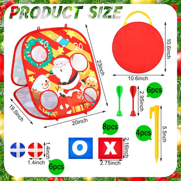 Liliful Christmas 3 in 1 Bean Bag Toss Game Set Christmas Party Games for Families Collapsible Cornhole and Dart Board Yard Outdoor Indoor Games for Boys and Girls Toys Xmas Activities Party Favors