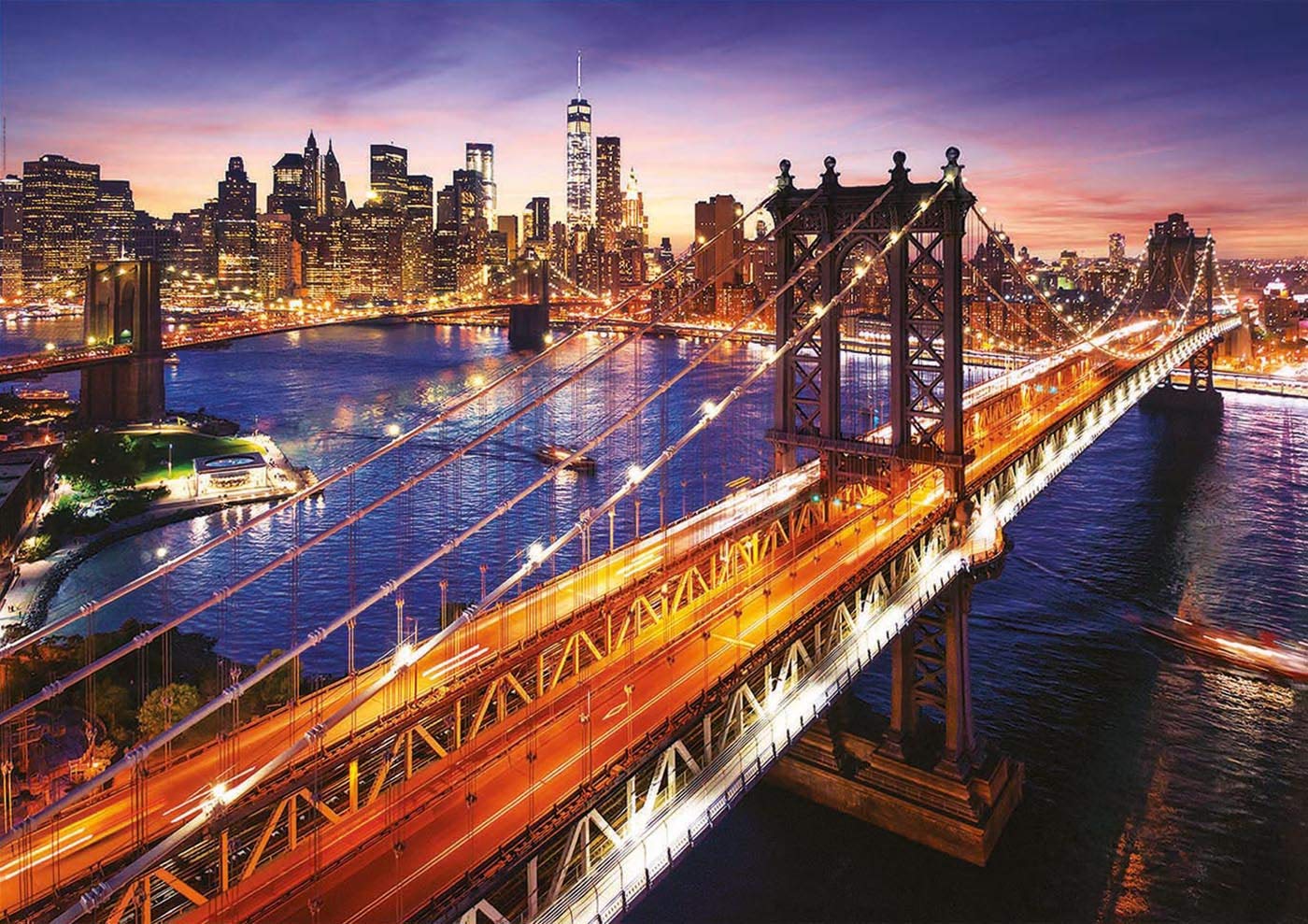 Educa - Manhattan At Sunset - 3000 Piece Jigsaw Puzzle - Puzzle Glue Included - Completed Image Measures 47.25' X 33.5' - Ages 14+ (18508)