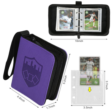 GERMUN Mini Card Binder 1 Pocket  80 Pockets Trading Card Binder  enhanced Small 2 Pocket Trading Card Collection Album Folder with 40 Sleeves Double Sided - Gifts for Kids (Purple)