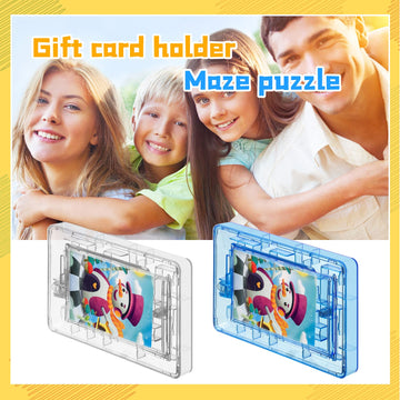 Hydren 2-Piece Plastic Maze Puzzle Card Holder, Transparent & Blue, Money Maze Box For Cash, Gift Card Protector, Interesting Ga