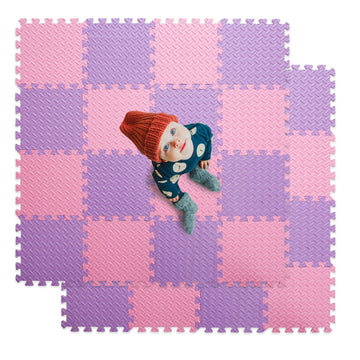 Tamiplay Foam Floor Mats For Kids, 12 X 12 Inch 16 Tiles 0.4' Thickness Foam Play Mat, Non-Toxic Square Interlocking Floor Mats Rubber Baby Play Mat For Toddlers(Pink/Purple)