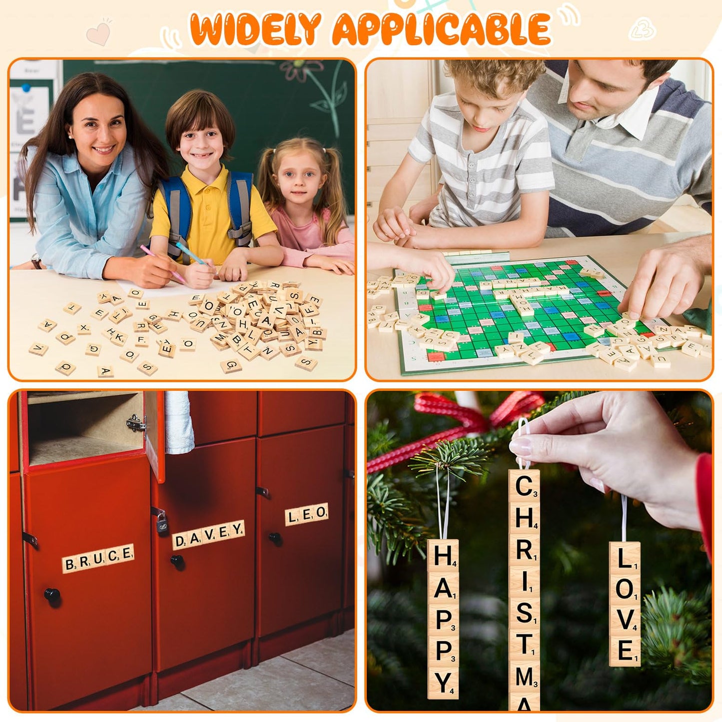 300 Pcs Wood Magnetic Letter, Wooden Letter Magnets For Fridge Refrigerator Wall, Alphabet Tile Letters Magnetics For Fun Learni